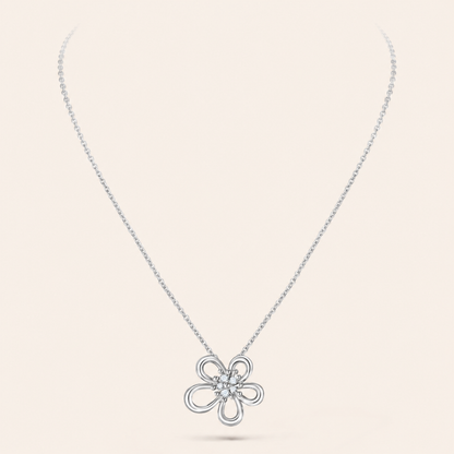 Floral Pendant Necklace with CZ Accents