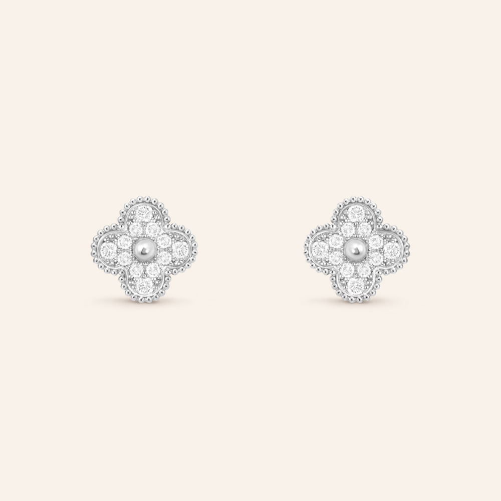 Pavé Clover Huggie Earrings