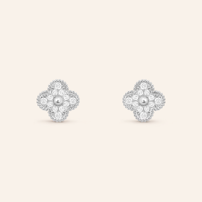 Pavé Clover Huggie Earrings