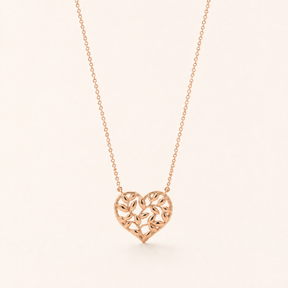 Botanical Heart Pendant Necklace