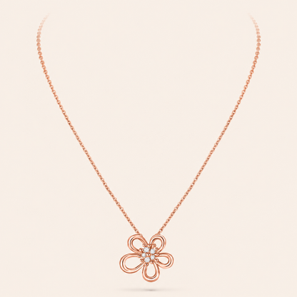 Floral Pendant Necklace with CZ Accents