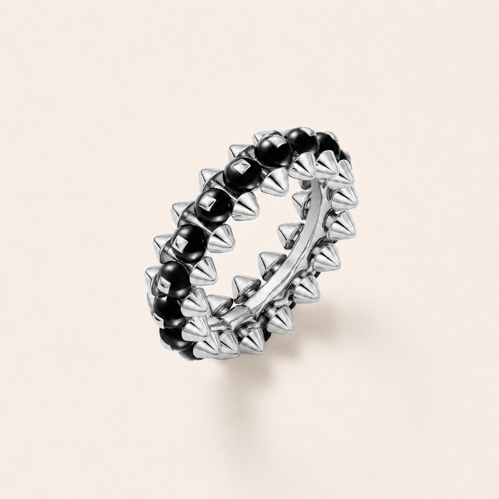 Black Onyx Spike Beaded Bracelet