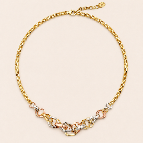 Tri-Color Mixed Link Chain Necklace