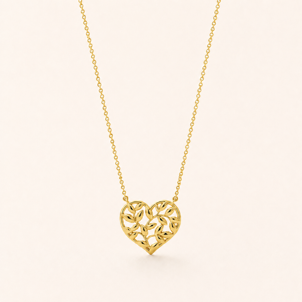 Botanical Heart Pendant Necklace