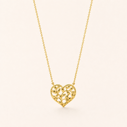 Botanical Heart Pendant Necklace