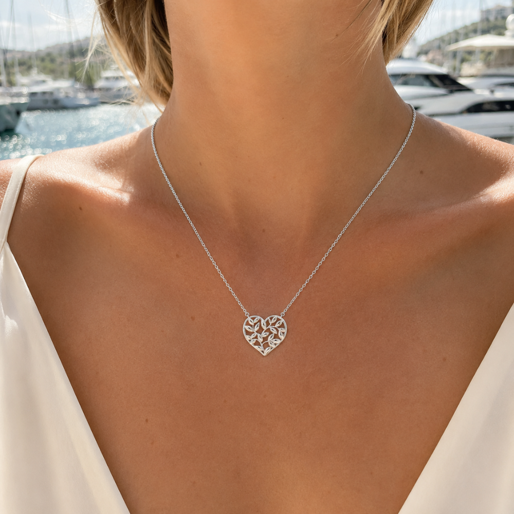 Botanical Heart Pendant Necklace