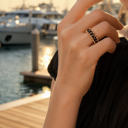 Black Onyx Spike Beaded Bracelet