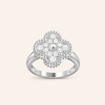Pavé Clover Ring with CZ Stones