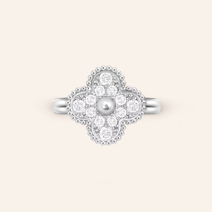 Pavé Clover Ring with CZ Stones