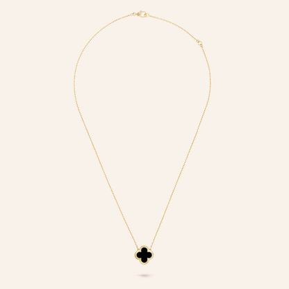Pure Black Onyx Clover Pendant Necklace