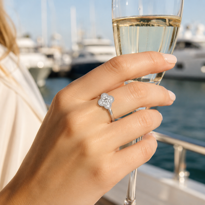 Pavé Clover Ring with CZ Stones