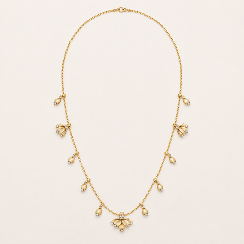 Floral Bud Drop Necklace with CZ Accents