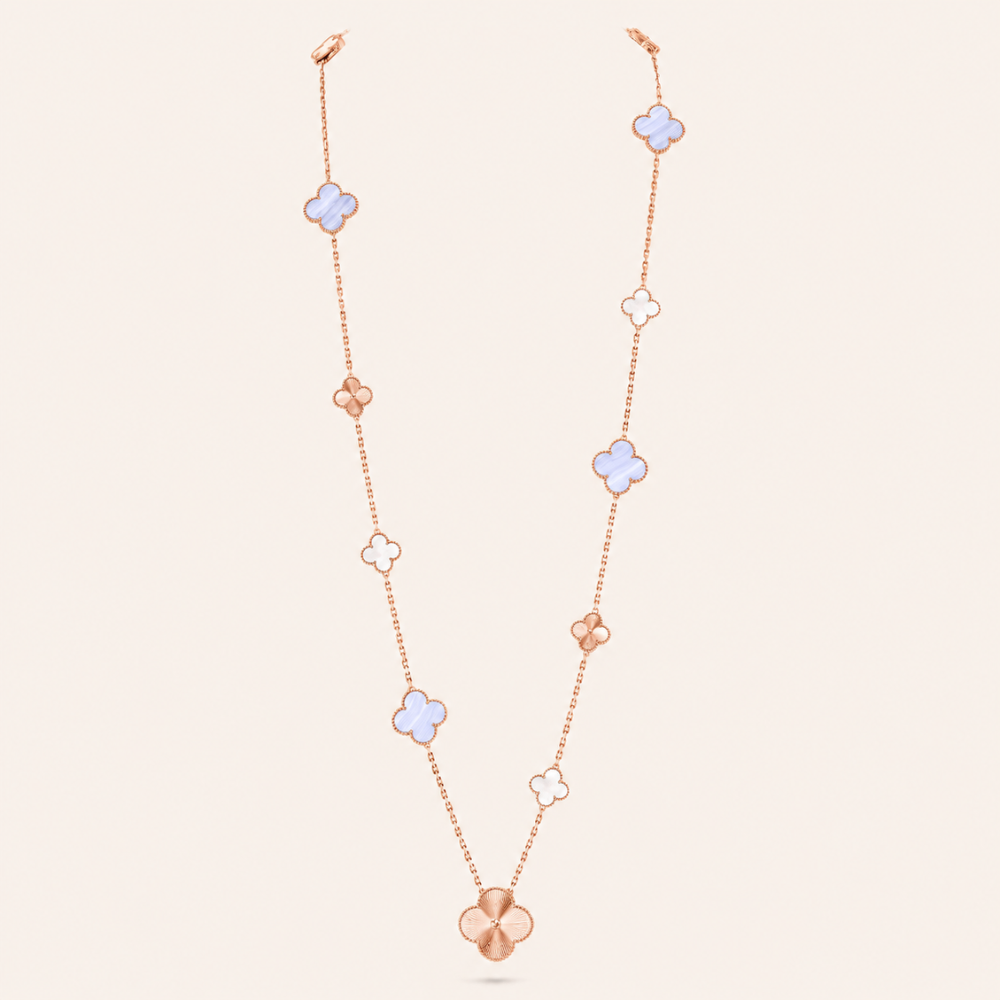 Eleven-Motif Mixed Clover Long Necklace