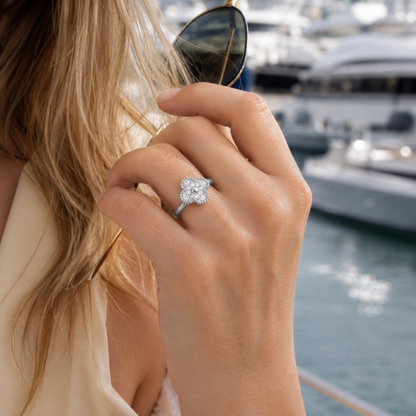Pavé Clover Ring with CZ Stones