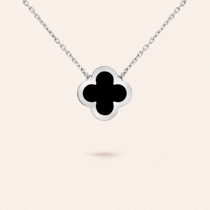 Pure Black Onyx Clover Pendant Necklace