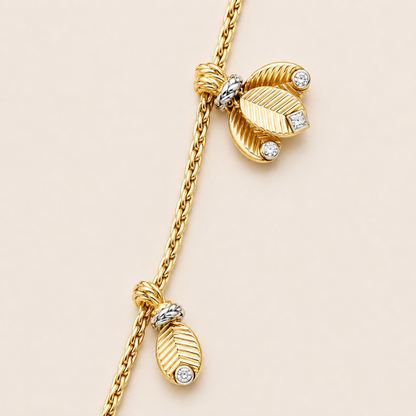 Floral Bud Drop Necklace with CZ Accents