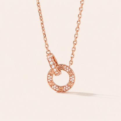 Necklace with Diamond Pavé Love Circle Link