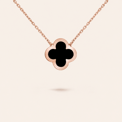 Pure Black Onyx Clover Pendant Necklace