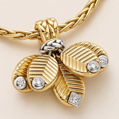 Floral Bud Drop Necklace with CZ Accents