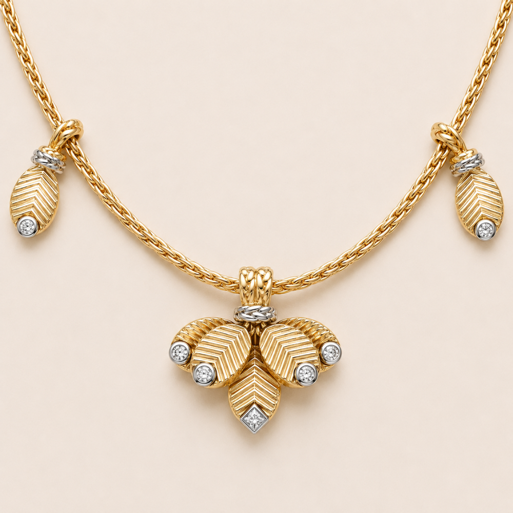 Floral Bud Drop Necklace with CZ Accents