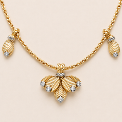 Floral Bud Drop Necklace with CZ Accents