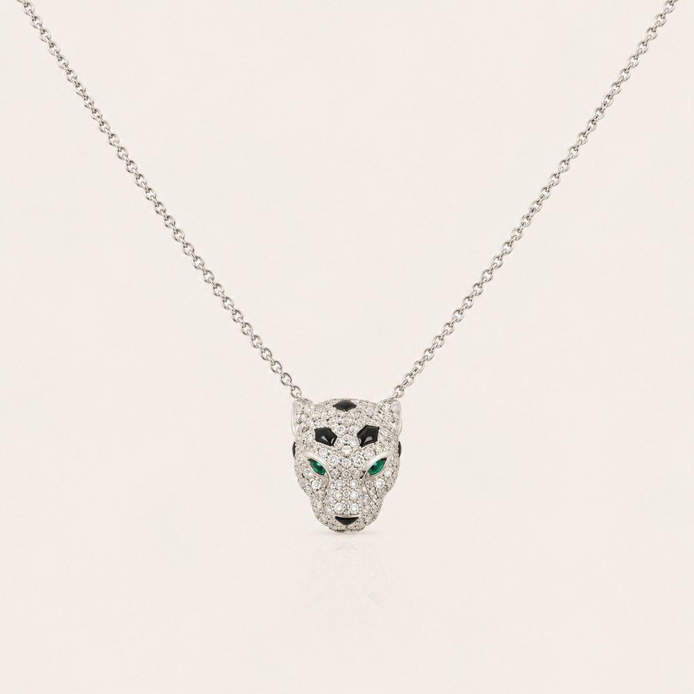 Pavé Panther Head Pendant Necklace