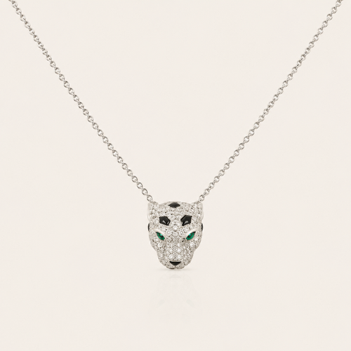 Pavé Panther Head Pendant Necklace