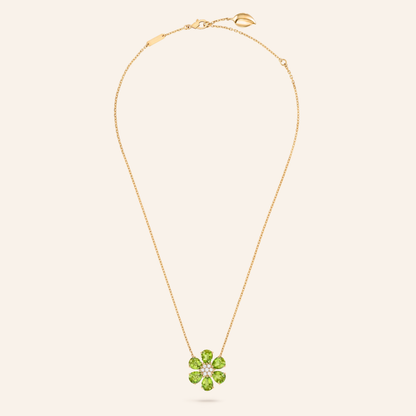 Green Gemstone Floral Pendant Necklace