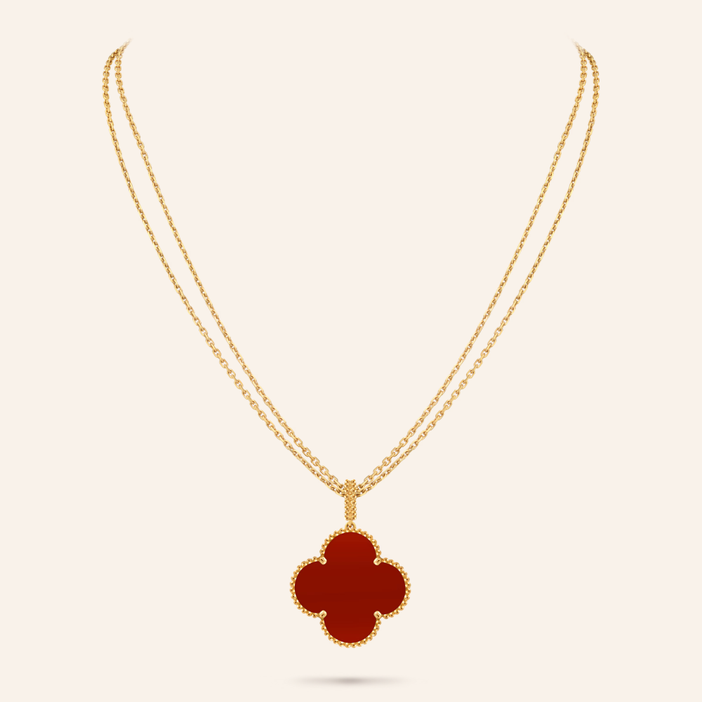 Magic Carnelian Clover Pendant Necklace