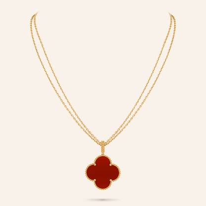 Magic Carnelian Clover Pendant Necklace