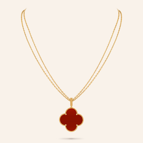 Magic Carnelian Clover Pendant Necklace