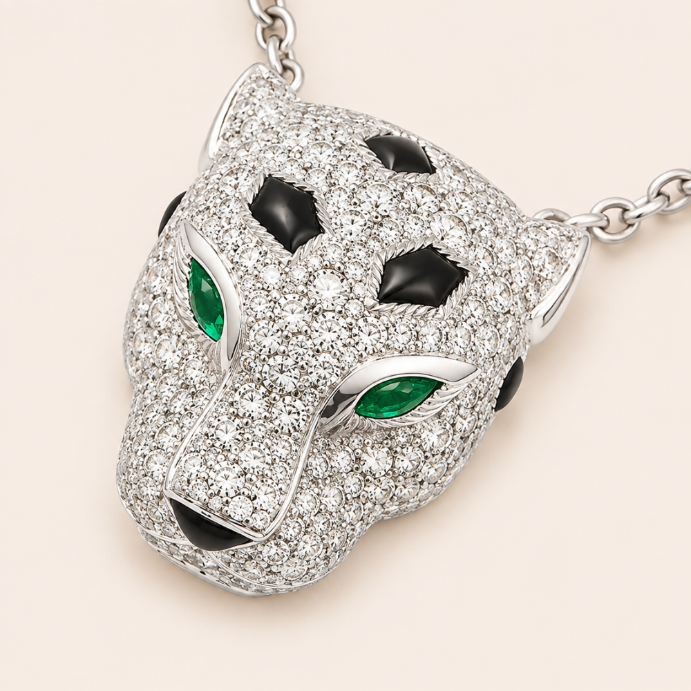 Pavé Panther Head Pendant Necklace