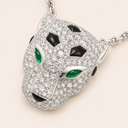 Pavé Panther Head Pendant Necklace