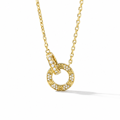 Necklace with Diamond Pavé Love Circle Link
