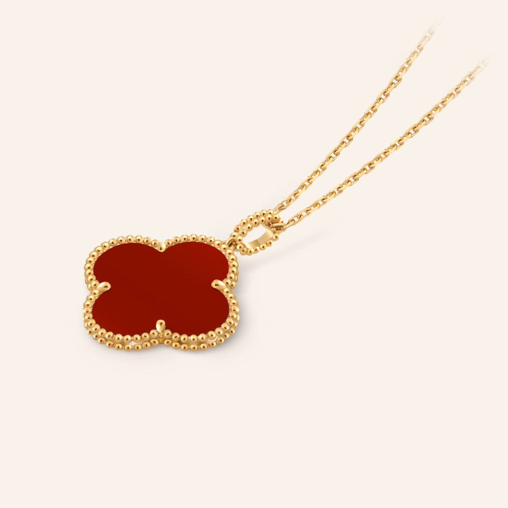 Magic Carnelian Clover Pendant Necklace
