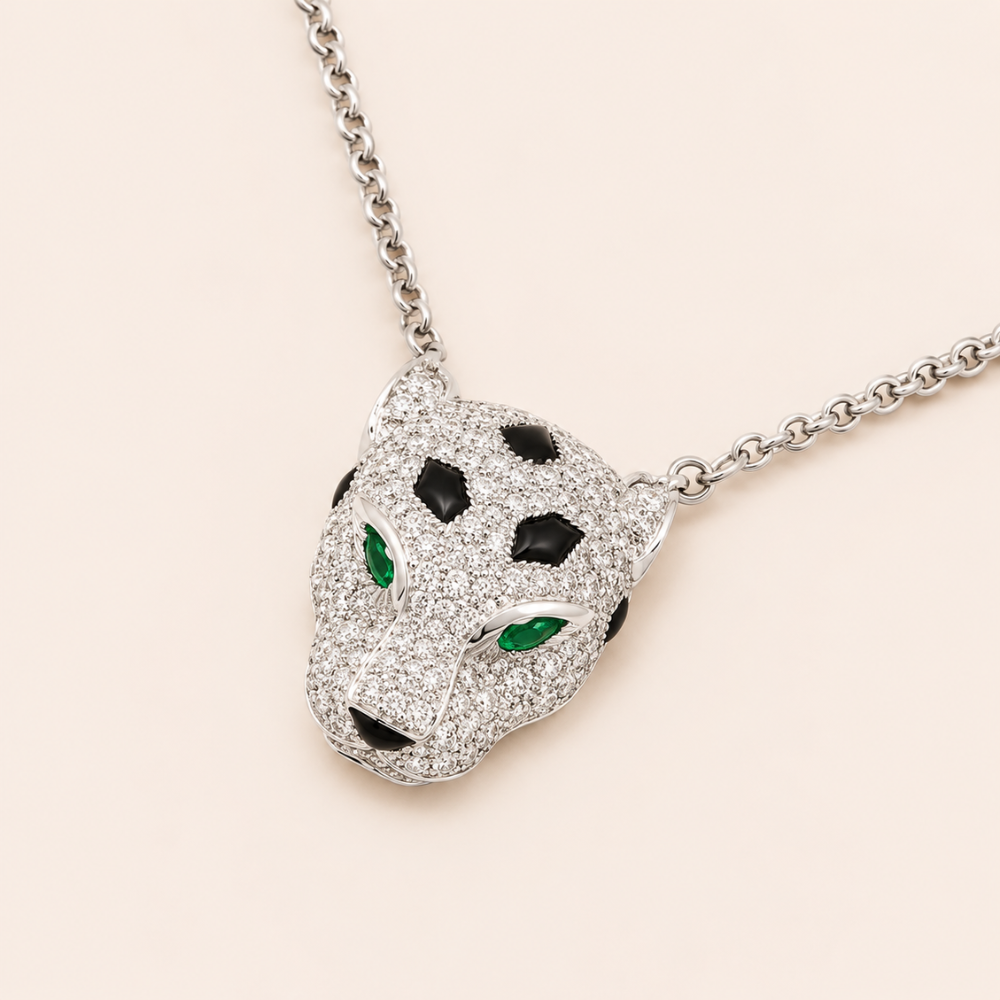 Pavé Panther Head Pendant Necklace