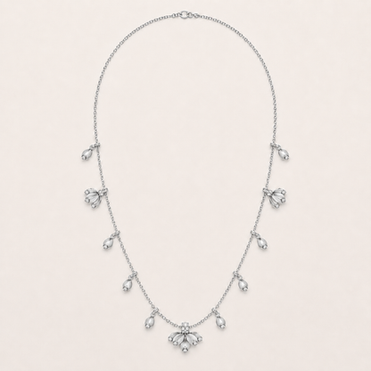 Floral Bud Drop Necklace with CZ Accents