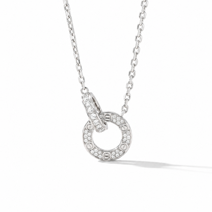 Necklace with Diamond Pavé Love Circle Link