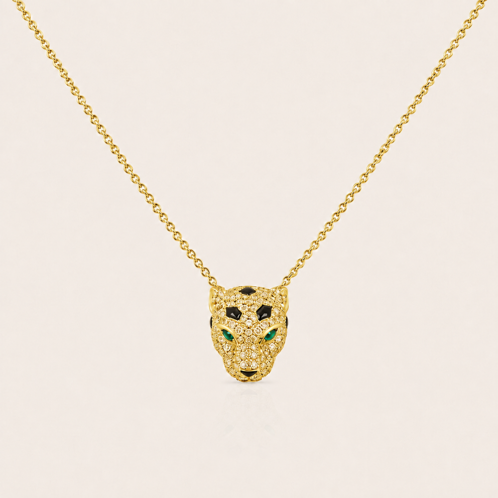 Pavé Panther Head Pendant Necklace