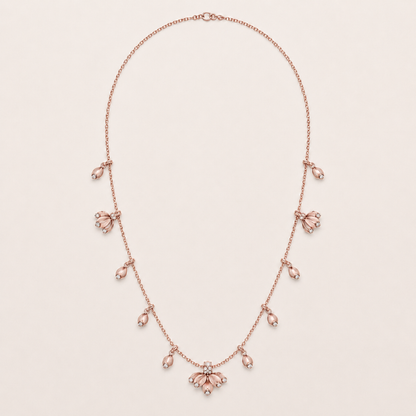 Floral Bud Drop Necklace with CZ Accents