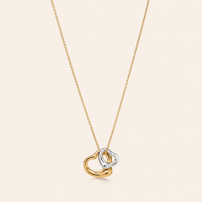 Two-Tone Interlocking Heart Pendant Necklace