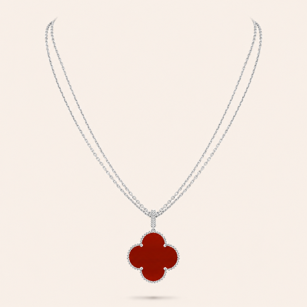Magic Carnelian Clover Pendant Necklace