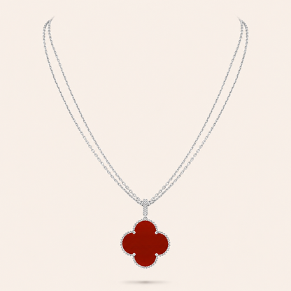 Magic Carnelian Clover Pendant Necklace