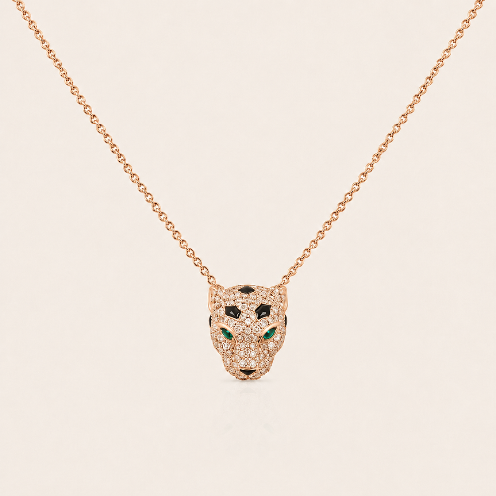 Pavé Panther Head Pendant Necklace
