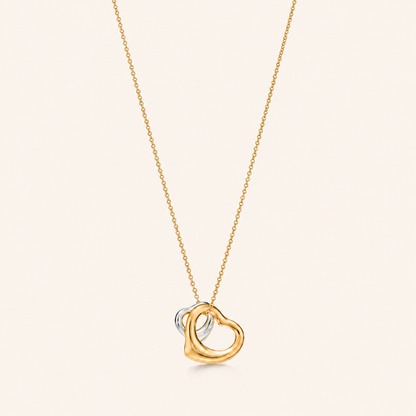 Two-Tone Interlocking Heart Pendant Necklace