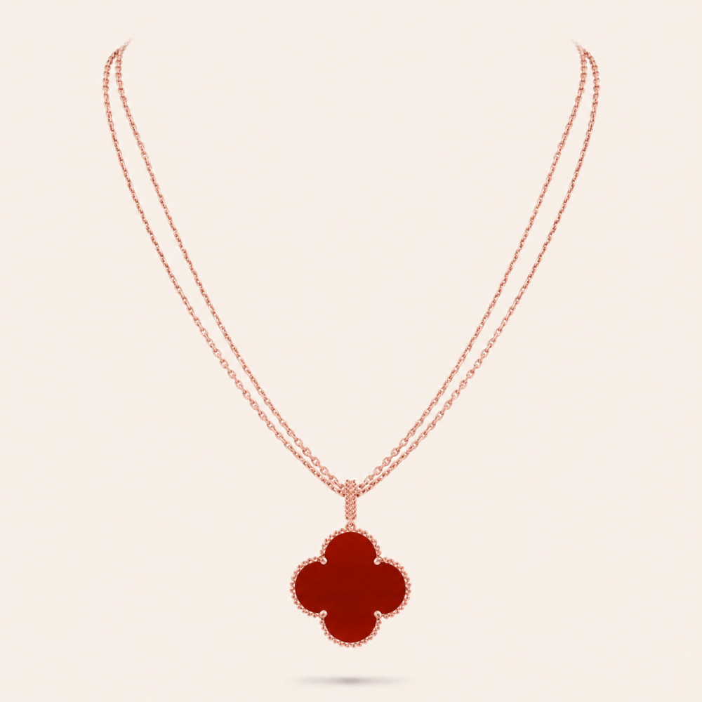 Magic Carnelian Clover Pendant Necklace