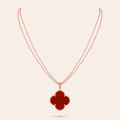 Magic Carnelian Clover Pendant Necklace