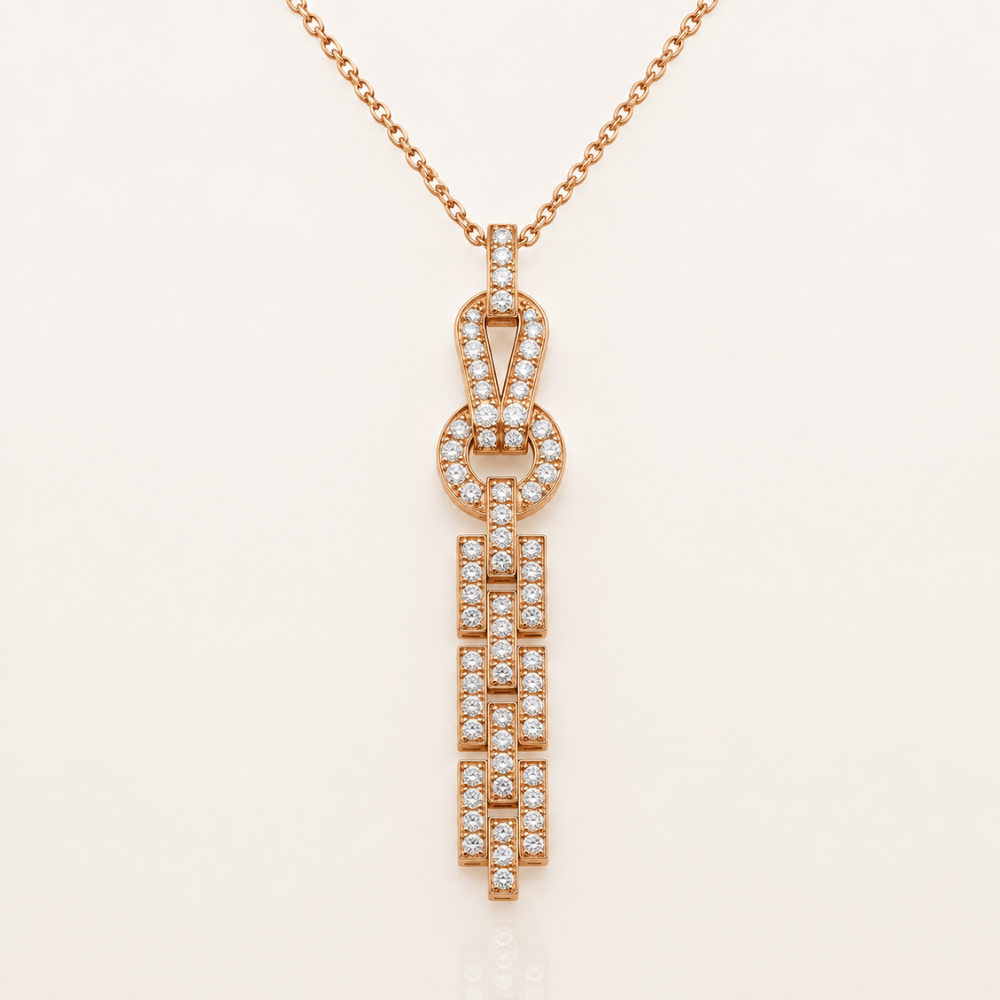 Pavé Knot Tassel Pendant Necklace