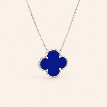 Blue Agate Clover Pendant Necklace