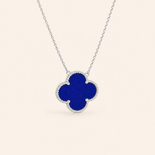 Blue Agate Clover Pendant Necklace